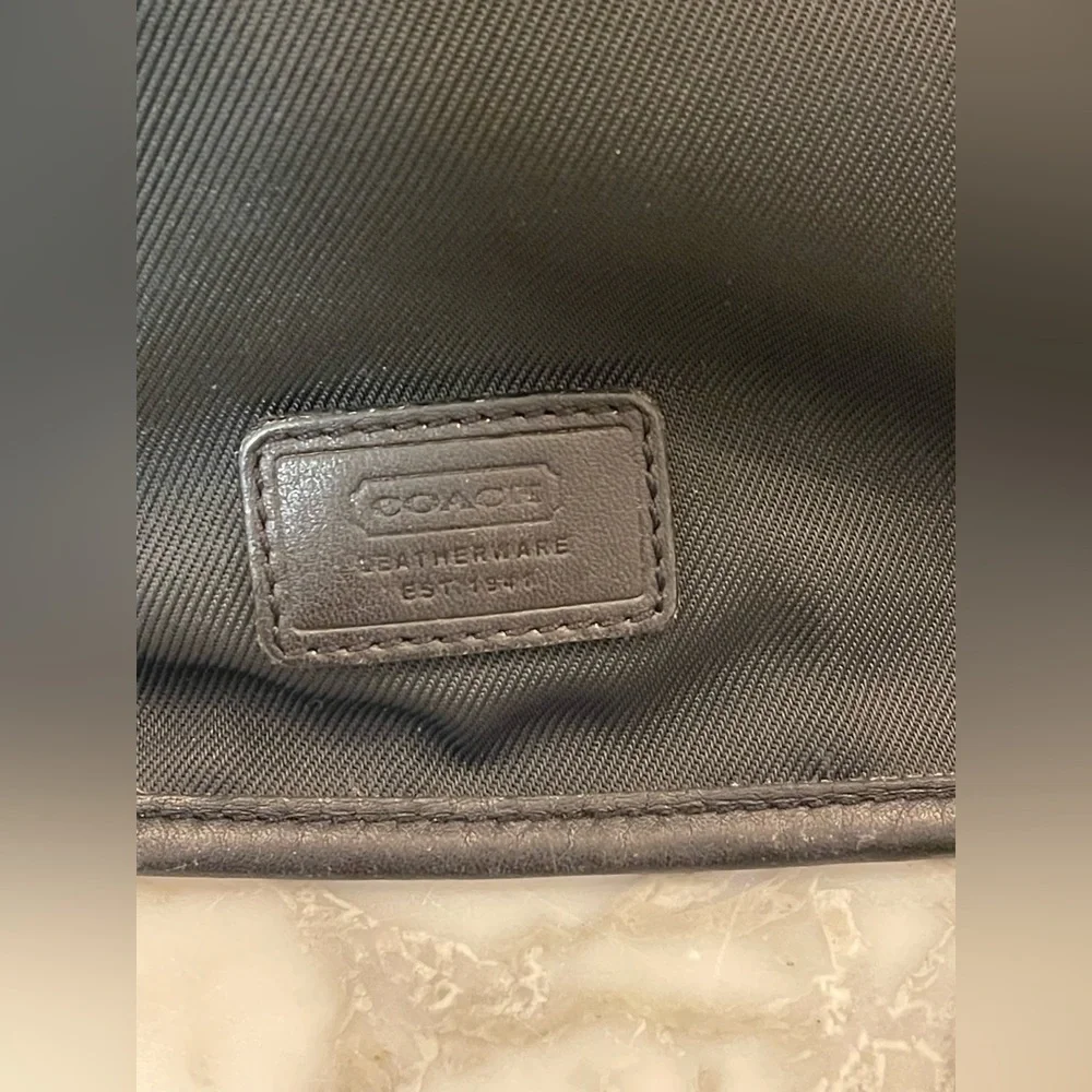 Vintage Coach Black Nylon & Leather Trim Messenger Bag